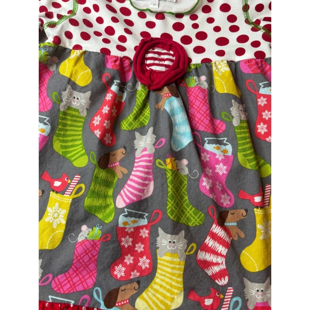 Baxter & Beatrice Girls 3T Christmas Stocking Tunic Dress and Leggings Set